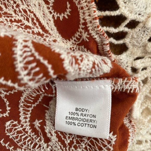 Ania A burnt Orange Embroidered Boho Bell Sleeve Blouse Top - Picture 5 of 6